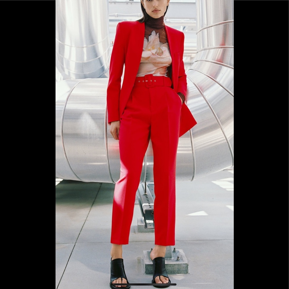 Zara pants with fabric-covered- belt